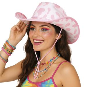 Chapéu Cowgirl com Padrão Vaca Rosa Chapéu Cowgirl com Padrão Vaca Rosa