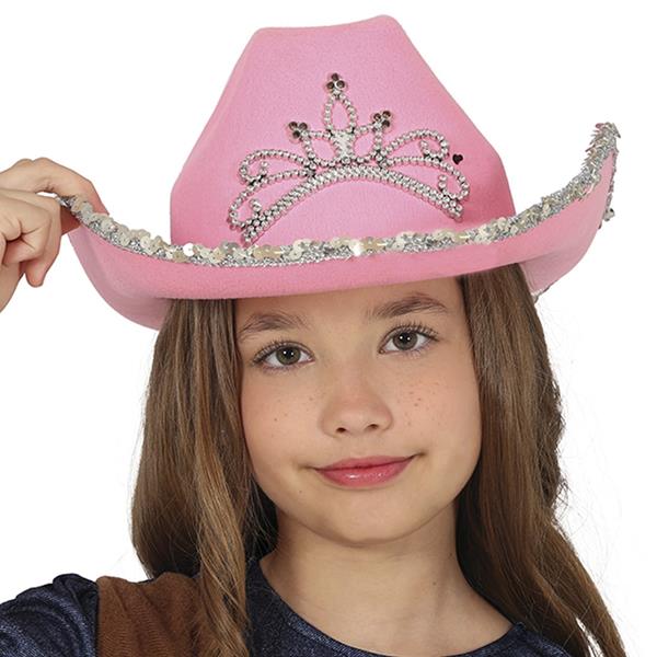 Chapéu Cowgirl Rosa com Tiara, Criança