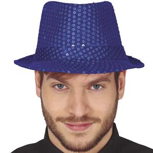 Chapéu Gangster Azul com Lantejoulas