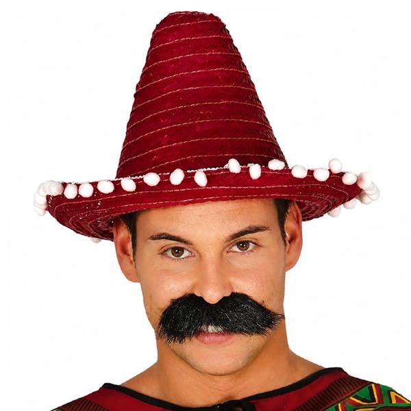 Chapéu Sombrero Mexicano Vermelho, 33 cm Chapéu Sombrero Mexicano Vermelho, 33 cm