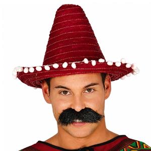 Chapéu Sombrero Mexicano Vermelho, 33 cm Chapéu Sombrero Mexicano Vermelho, 33 cm