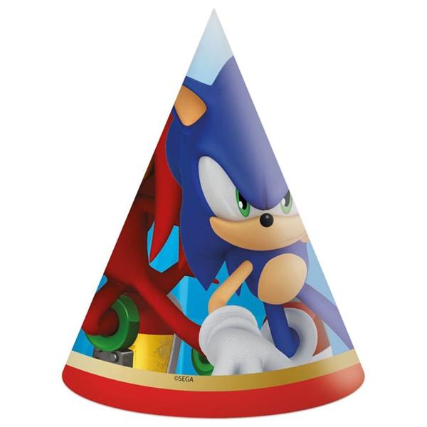 Chapéus Festa Sonic The Hedgehog, 6 unid.
