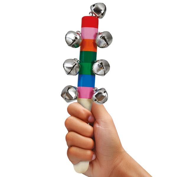 Chocalho de Madeira Multicolor com Guizos