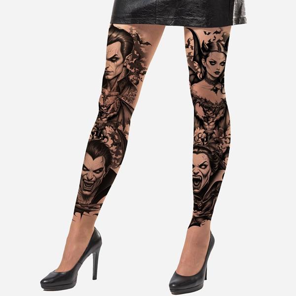 Collants Efeito Tatuagem de Vampiros e Demónios, Adulto
