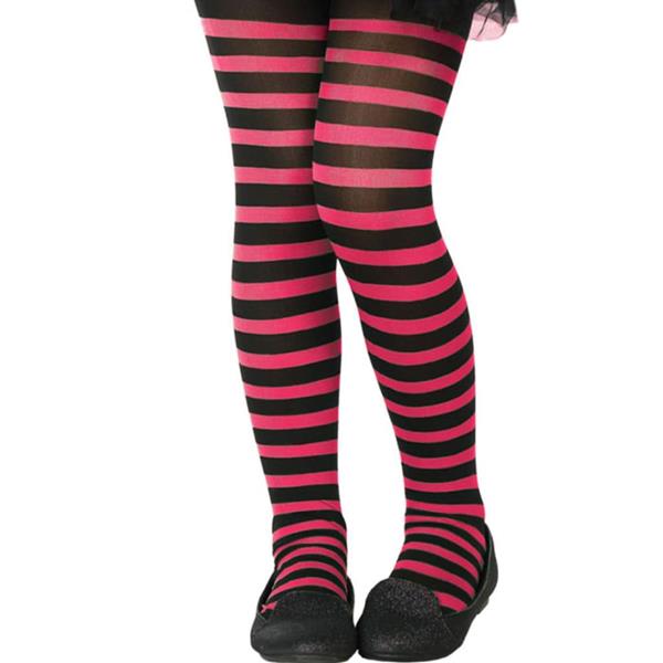 Collants Riscas Preto e Rosa Fushia, Criança