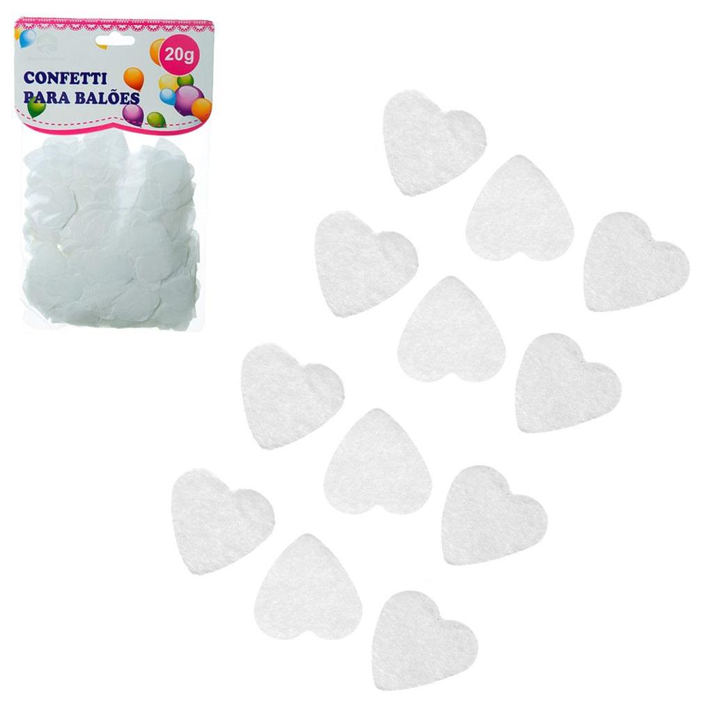 Confetis Corações Brancos para Balões, 20 gr.