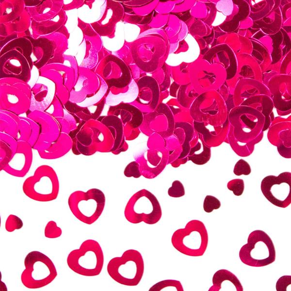 Confetis Corações Rosa Metalizado, 14 gr.