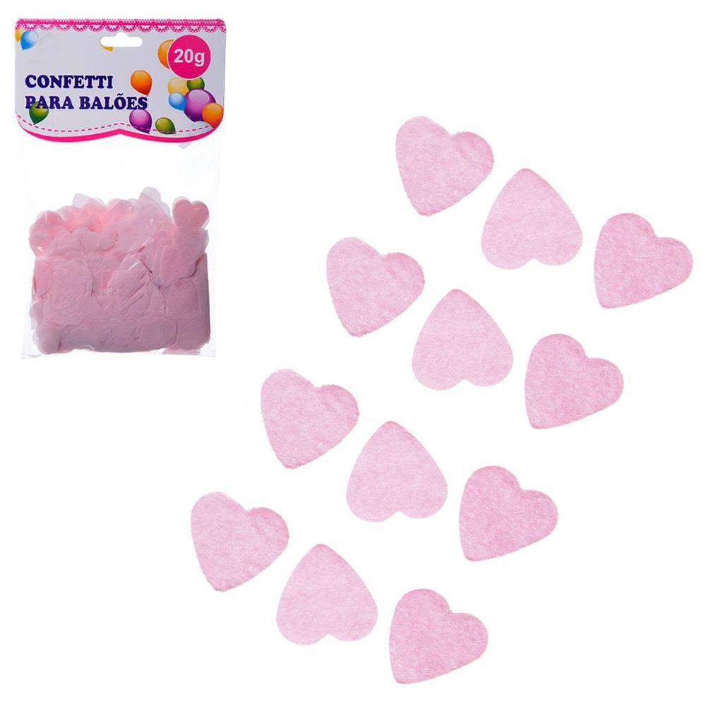 Confetis Corações Rosa para Balões, 20 gr.