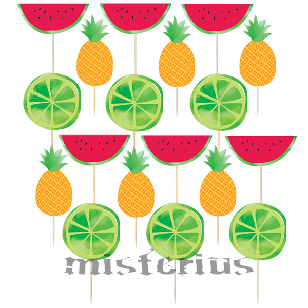 Conjunto 24 Palitos Fruta Tropical, 9cm