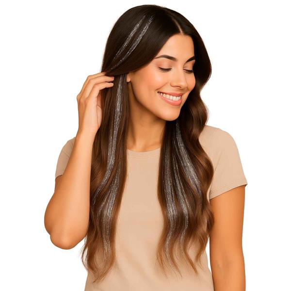 Conjunto 3 Madeixas Prateado Brilhante