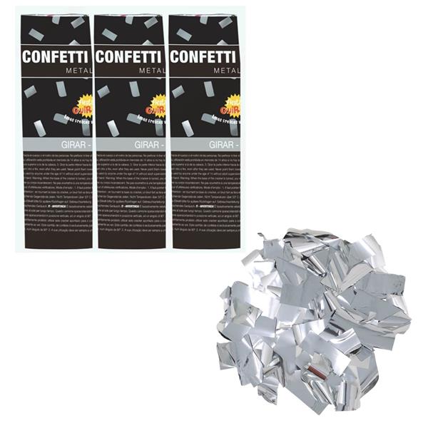 Conjunto 3 Mini Tubos Lança Confetis Papel Prateado Metalizado