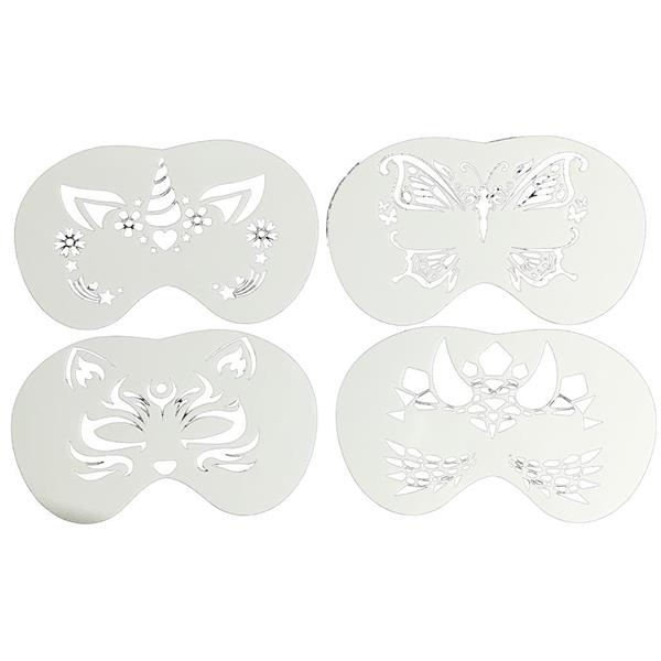 Conjunto 4 Stencils de Animais para Maquilhagem