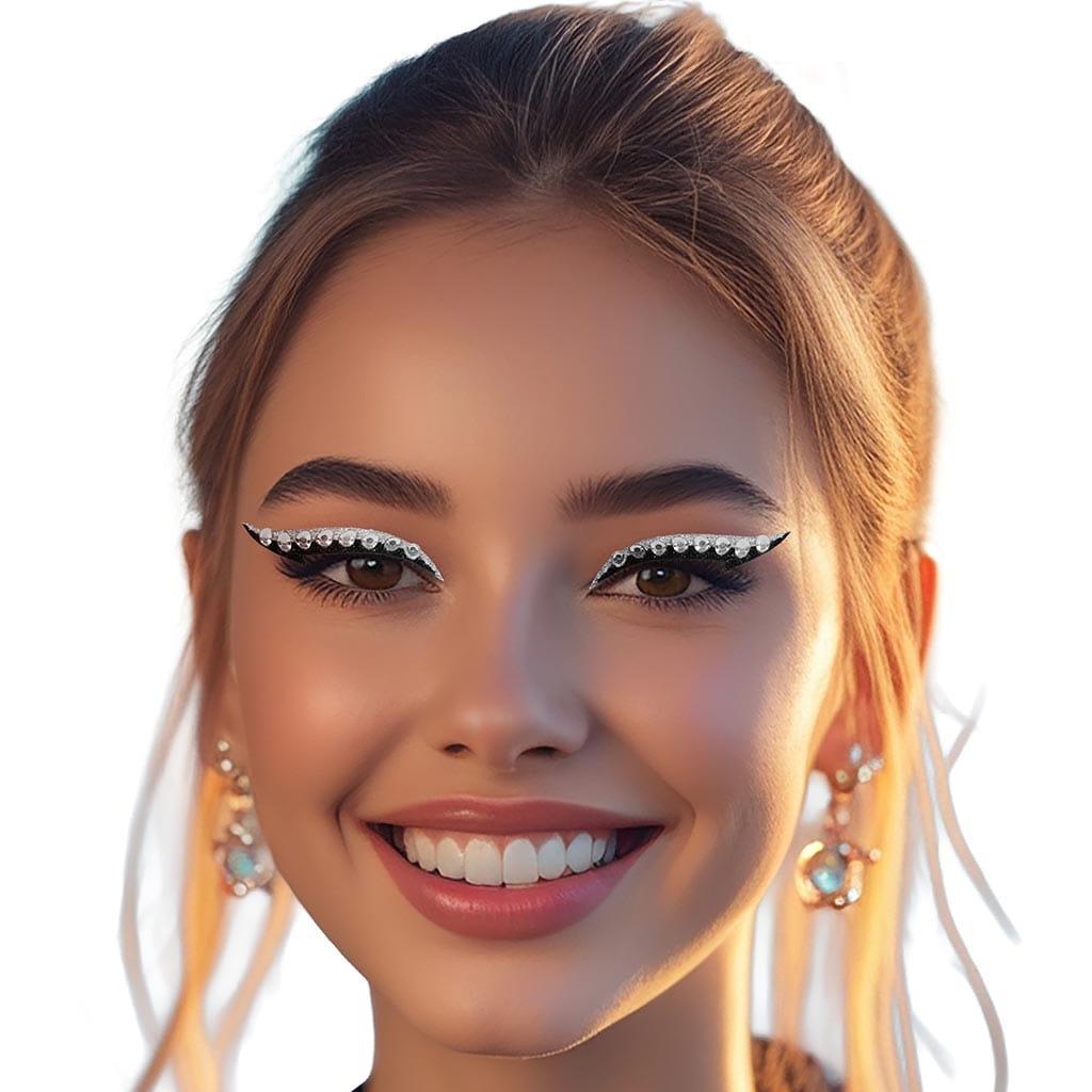 Conjunto 6 Delineadores com Pedras Prateadas