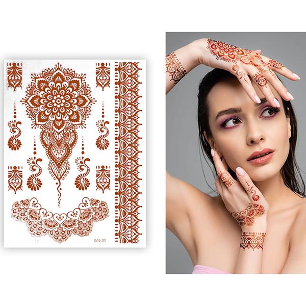 Conjunto 6 Tatuagens Adesivas para Mãos Estilo Henna