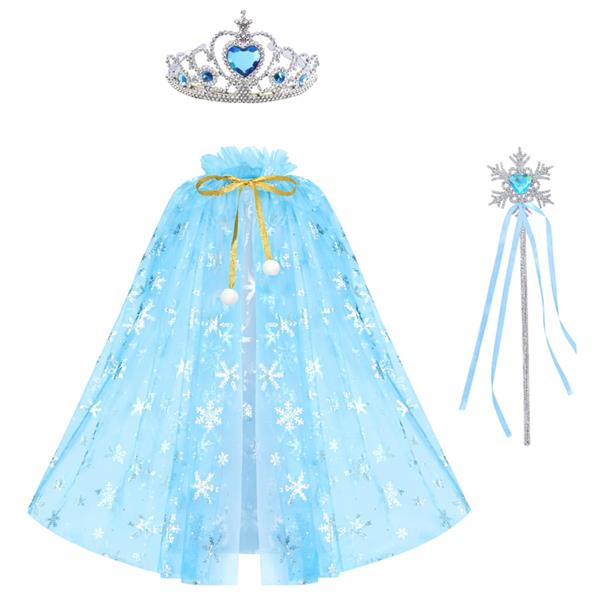 Conjunto Capa, Coroa e Varinha Princesa Azul, Criança Conjunto Capa, Coroa e Varinha Princesa Azul, Criança