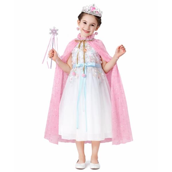 Conjunto Capa, Coroa e Varinha Princesa Rosa, Criança