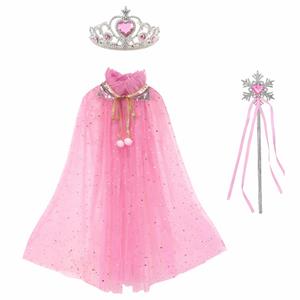Conjunto Capa, Coroa e Varinha Princesa Rosa, Criança