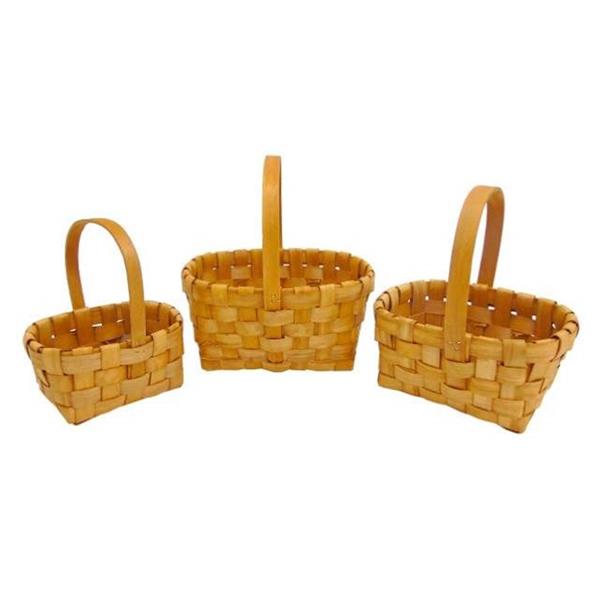 Conjunto Cestos em Madeira Trançada, 3 unid.