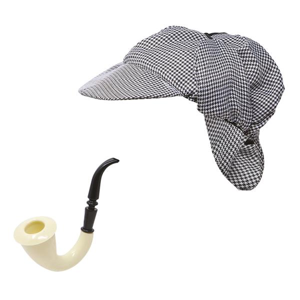 Conjunto Chapéu e Cachimbo Detetive
