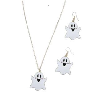 Conjunto Colar e Brincos Fantasminha Sorridente