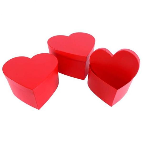 Conjunto de 3 Caixas Coração Vermelhas