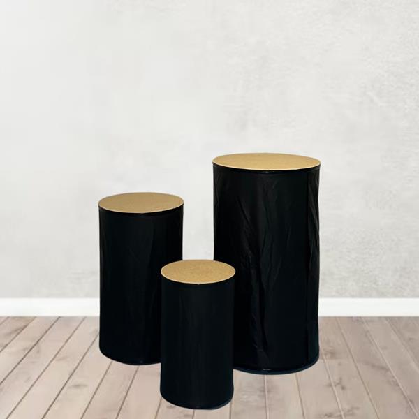 Conjunto de 3 Cilindros Pretos Desmontáveis