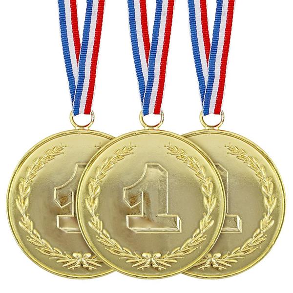 Conjunto de 3 Medalhas Douradas Número 1