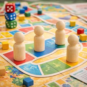 Conjunto de 4 Peças de Madeira para Jogos de Tabuleiro