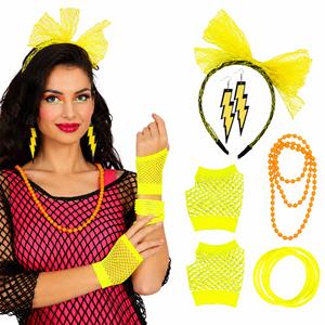 Conjunto de 5 Acessórios Anos 80 Amarelo