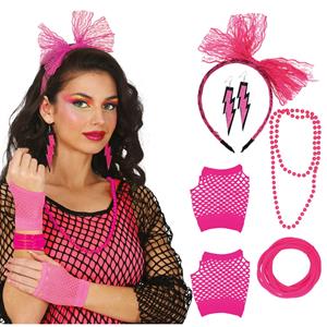 Conjunto de 5 Acessórios Anos 80 Rosa Conjunto de 5 Acessórios Anos 80 Rosa