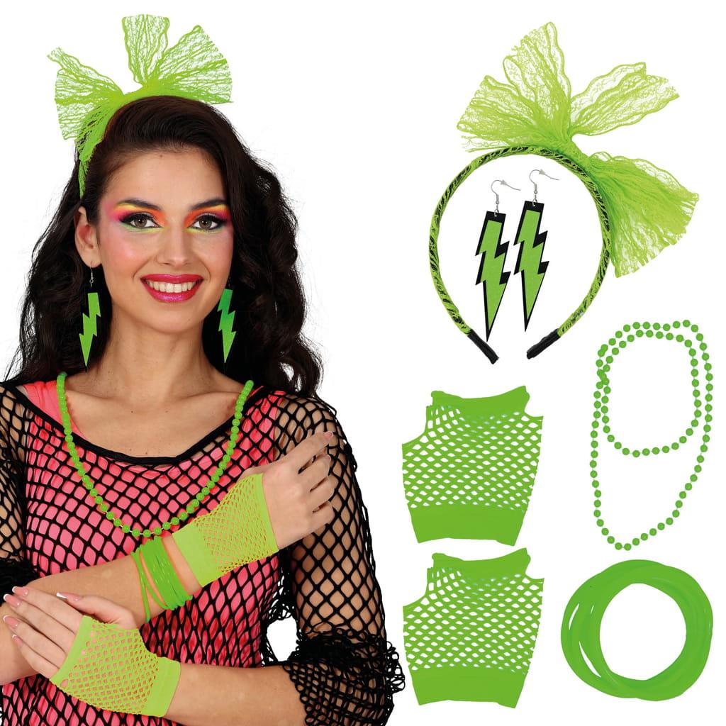 Conjunto de 5 Acessórios Anos 80 Verde Conjunto de 5 Acessórios Anos 80 Verde