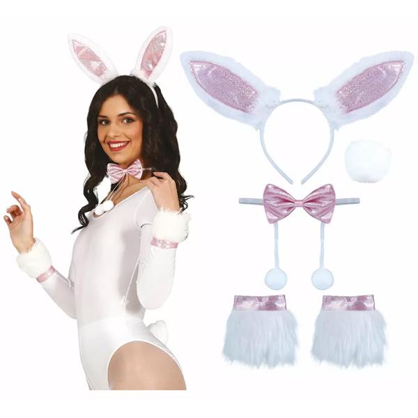 Conjunto de Acessórios Coelhinha Rosa e Branco
