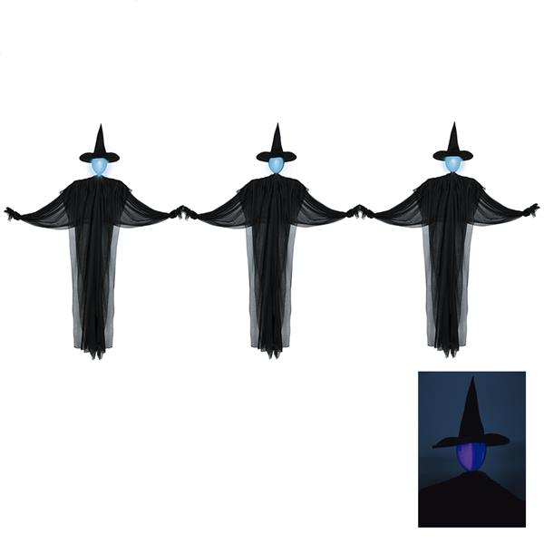 Conjunto de Três Bruxas Assombrosas com Luz, 1,60 mt