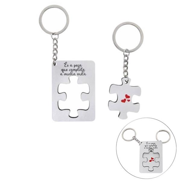 Conjunto Porta-Chaves Puzzle do Amor em Madeira