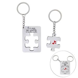 Conjunto Porta-Chaves Puzzle do Amor em Madeira