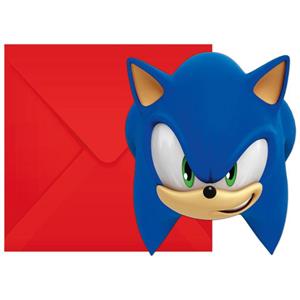Convites Festa Sonic The Hedgehog, 6 unid.