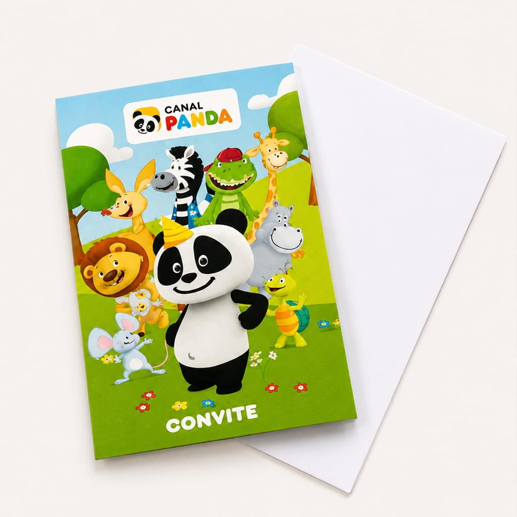 Convites Panda com Envelope, 8 unid.