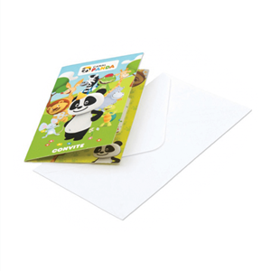 Convites Panda com Envelope, 8 unid.
