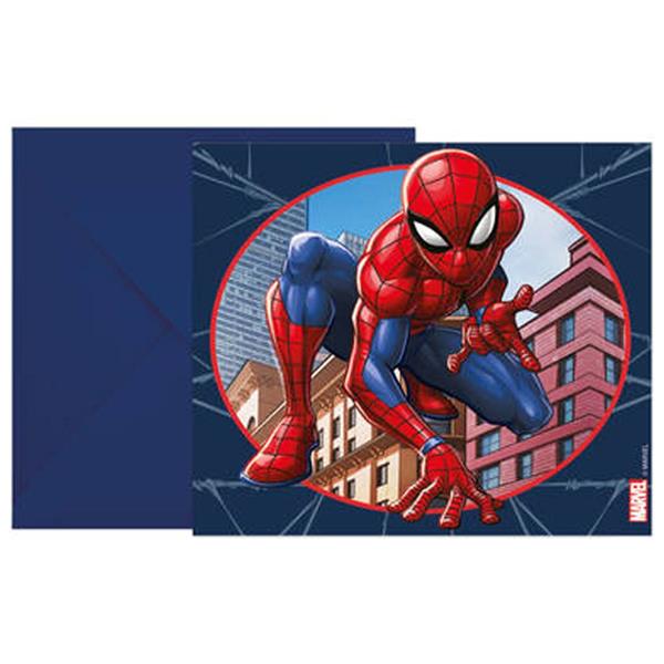 Convites Spiderman Crime Fighter, 6 unid.