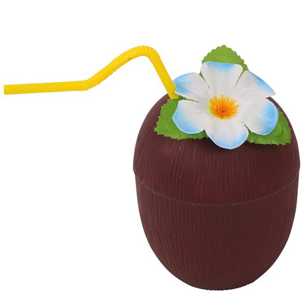 Copo Coco Havaiano com Palhinha e Flor