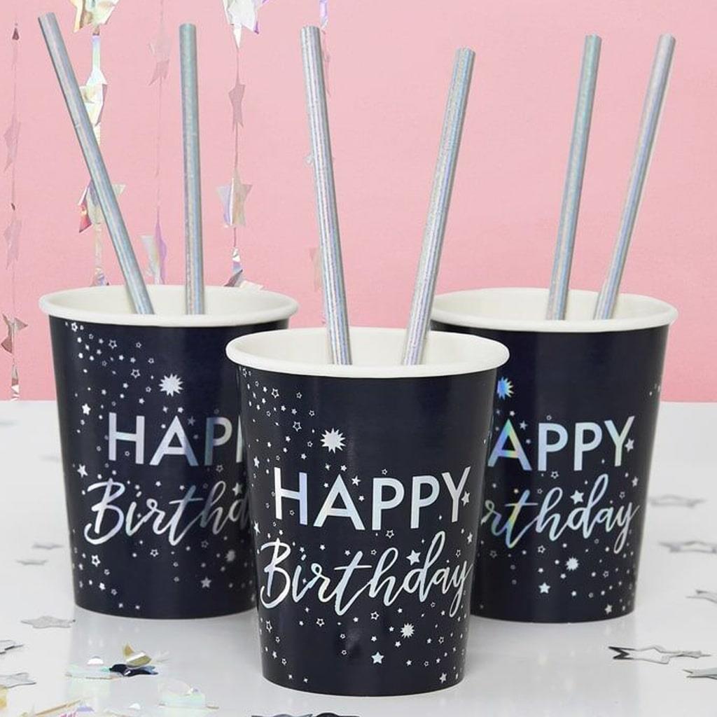 Copos Azul Happy Birthday, 8 unid.
