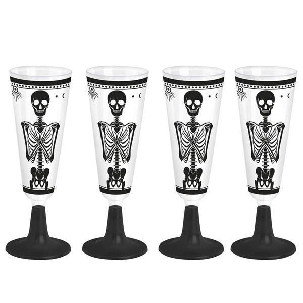 Copos Flute com Esqueleto, 4 unid.