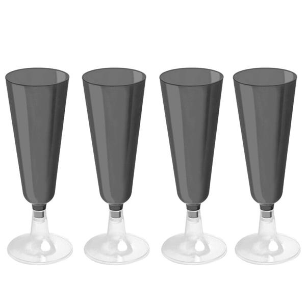 Copos Flute Preto, 4 unid.