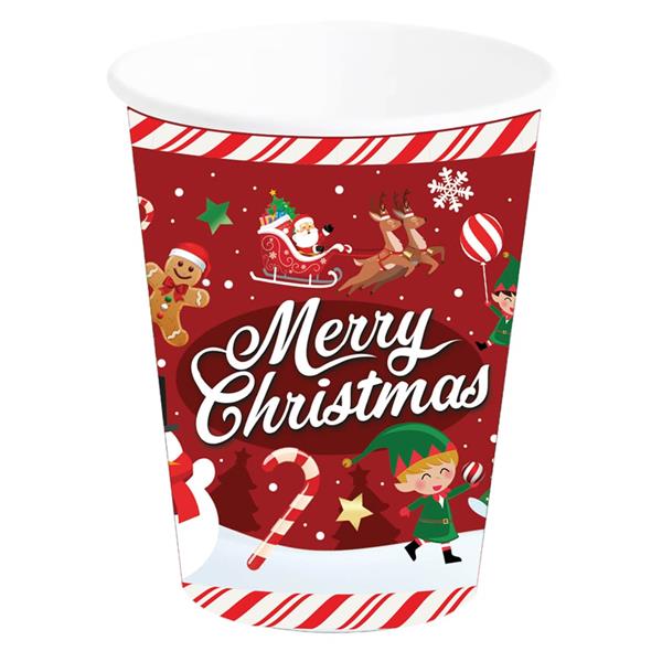 Copos Merry Christmas com Motivos de Natal, 6 unid.