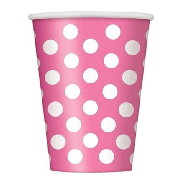 Copos Rosa Bolinhas, 6 unid.