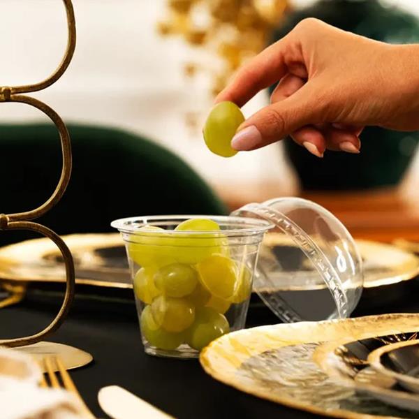 Copos Transparentes com Tampas em Cúpula de Plástico, 4 unid.