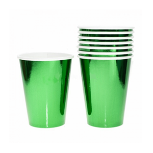 Copos Verdes Metalizados, 8 Unid.