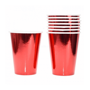 Copos Vermelhos Metalizados, 8 Unid.