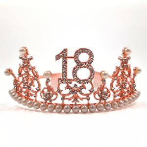Coroa 18 Anos Rosa Gold com Pérolas