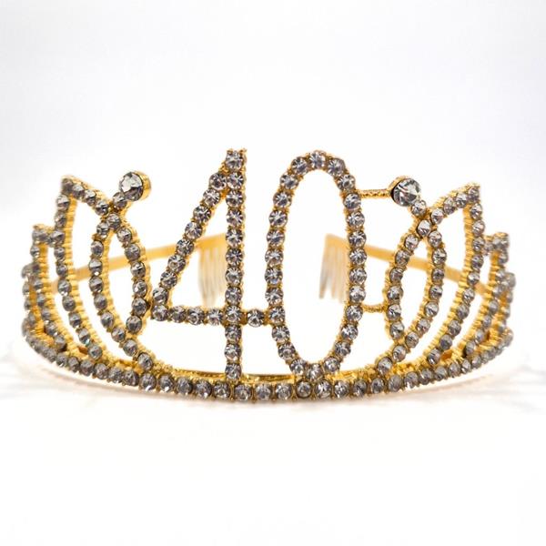 Coroa 40 Anos Dourada com Brilhantes